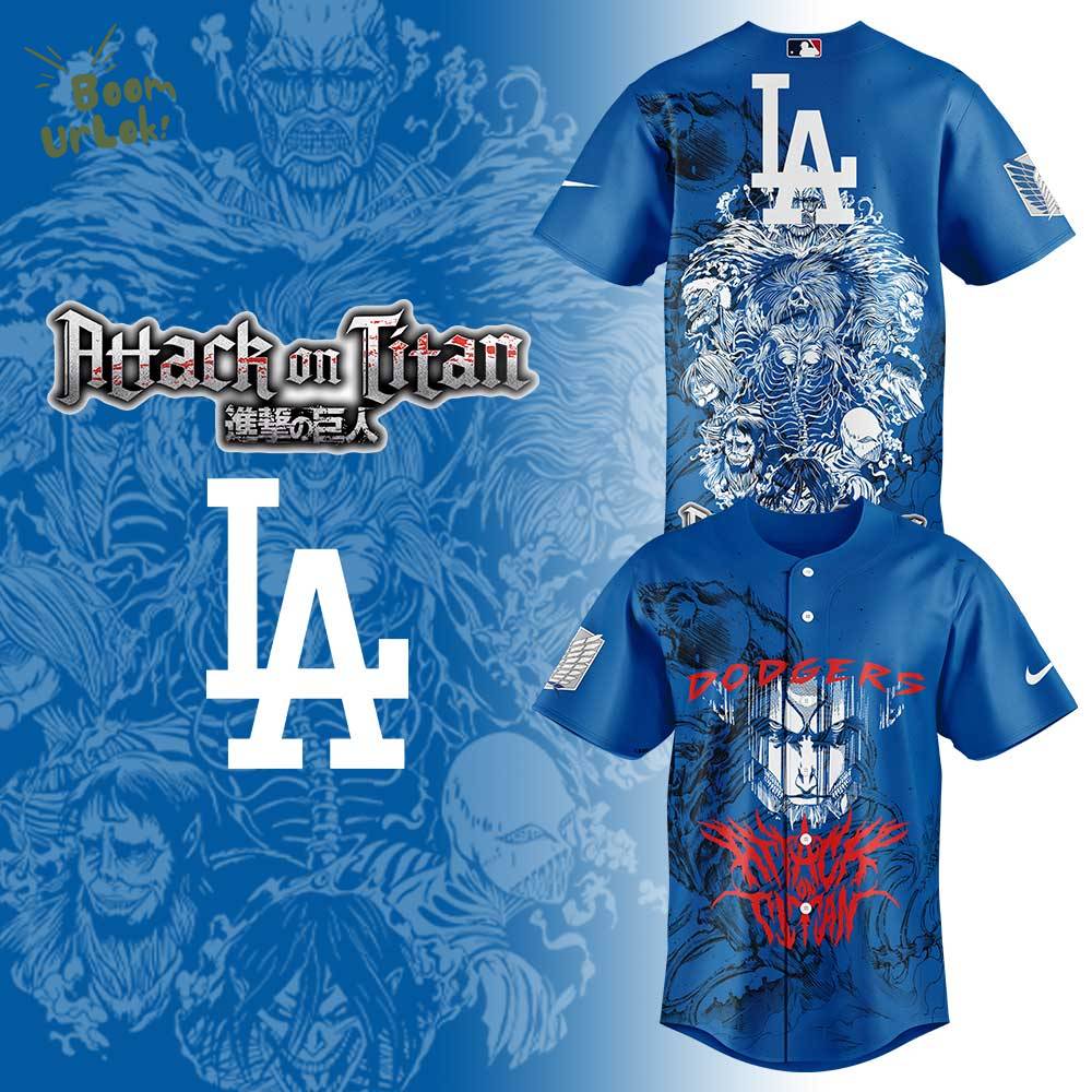 Los Angeles Dodgers x Attack on Titan Baseball Jersey Los Angeles Dodgers x Attack on Titan Baseball Jersey