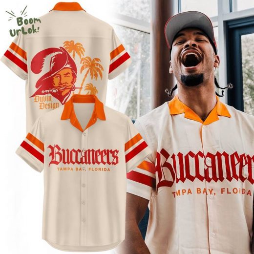 Men’s Duvin Designs Co. Cream Tampa Bay Buccaneers Cabana Button-Up Shirt