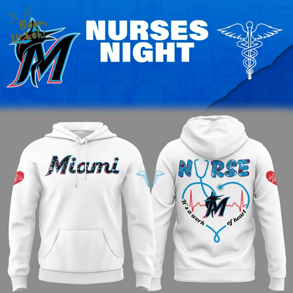 Miami Marlins NURSES NIGHT White Hoodie Miami Marlins NURSES NIGHT White Hoodie