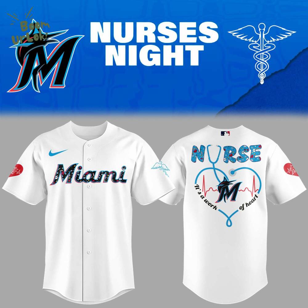Miami Marlins NURSES NIGHT White Jersey Miami Marlins NURSES NIGHT White Jersey