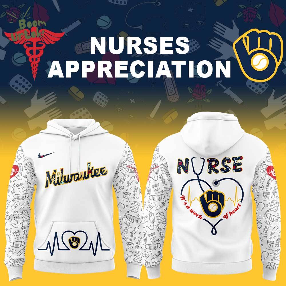 Milwaukee Brewers Nurses Appreciation White Hoodie Milwaukee Brewers Nurses Appreciation White Hoodie