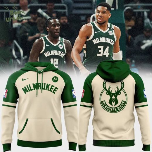Milwaukee Bucks New Collection Cream Green Hoodie 2025