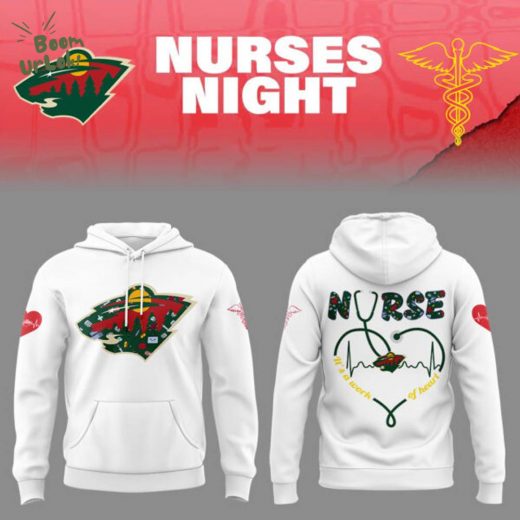 Minnesota Wild Nurses Night 2025 White Hoodie