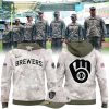 Special New Beige/Olive 2025 Armed Forces Day Milwaukee Brewers Hoodie