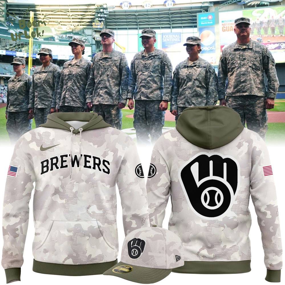 New Beige/Olive 2025 Armed Forces Day Milwaukee Brewers Hoodie New Beige/Olive 2025 Armed Forces Day Milwaukee Brewers Hoodie