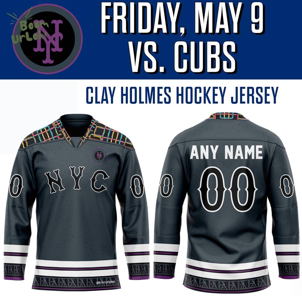 New York Mets Clay Holmes Hockey Jersey 2025 New York Mets Clay Holmes Hockey Jersey 2025