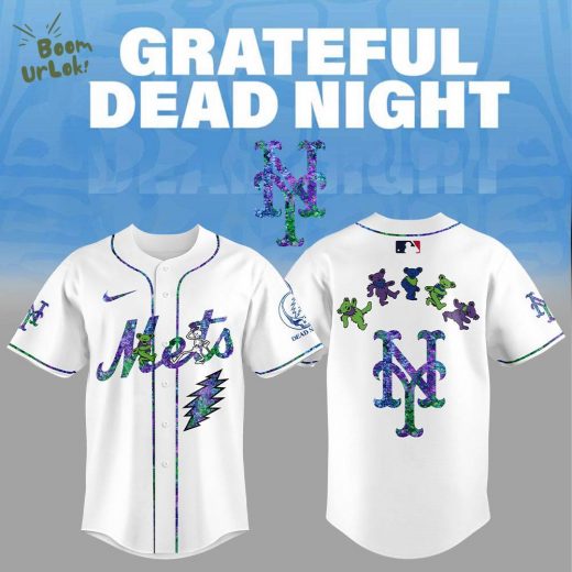 New York Mets Grateful Dead Night Baseball Jersey Flat Cap Set