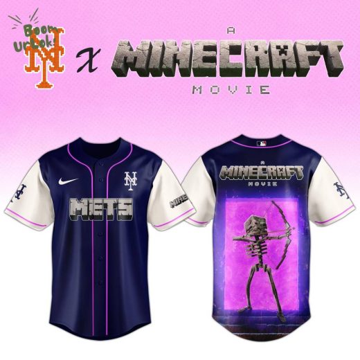 New York Mets MLB x SKELETON A MINECRAFT MOVIE Night Jersey Editions Limited