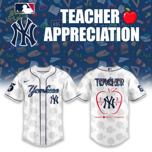 New York Yankees TEACHER NIGHT White Baseball Jersey
