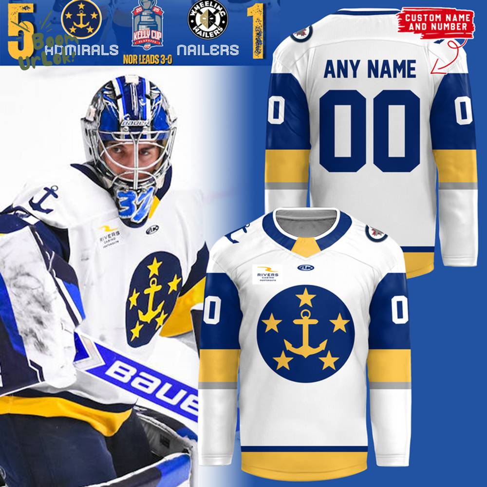 Norfolk Admirals White Hockey Jersey 2025 Kelly Cup Playoffs Norfolk Admirals White Hockey Jersey 2025 Kelly Cup Playoffs