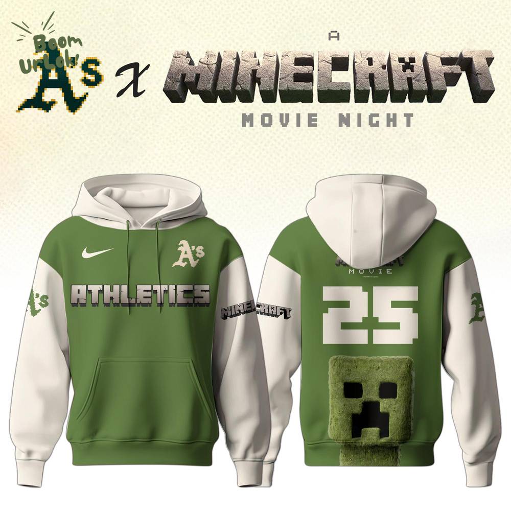 Oakland Athletics MLB x A MINECRAFT MOVIE Night Hoodie Editions Limited Oakland Athletics MLB x A MINECRAFT MOVIE Night Hoodie Editions Limited