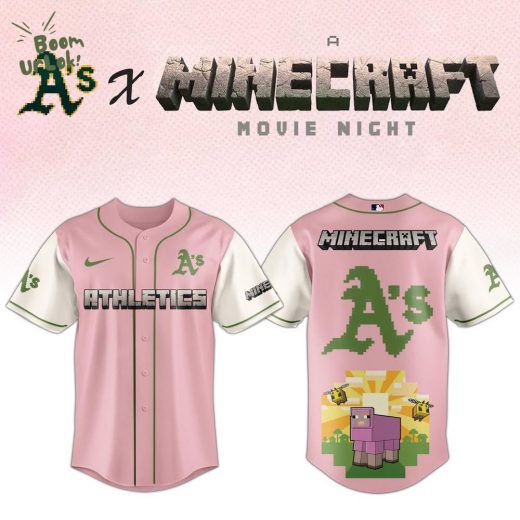 Oakland Athletics MLB x A MINECRAFT MOVIE Night Jersey Pink Editions