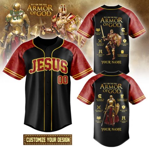 Personalized Put On The Full Armor Of God Red Baseball Jersey Shirt