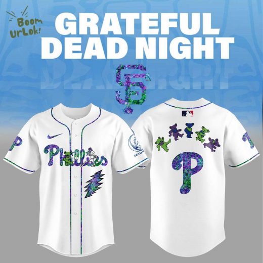 Philadelphia Phillies Grateful Dead Night Baseball Jersey Flat Cap Set