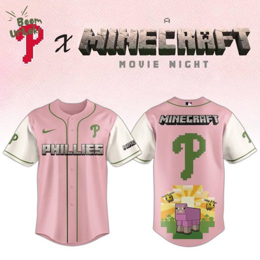 Philadelphia Phillies MLB x A MINECRAFT MOVIE Night Baseball Jersey Pink Editions Limited
