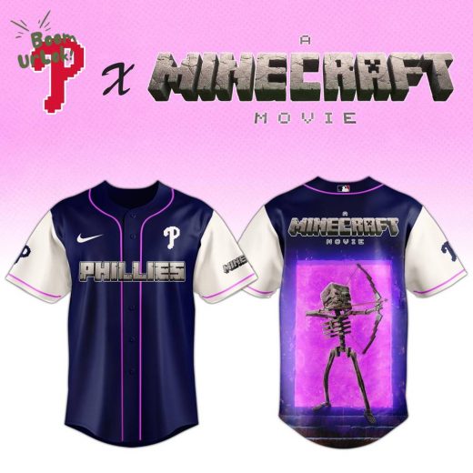 Philadelphia Phillies MLB x SKELETON A MINECRAFT MOVIE Night Jersey Editions Limited