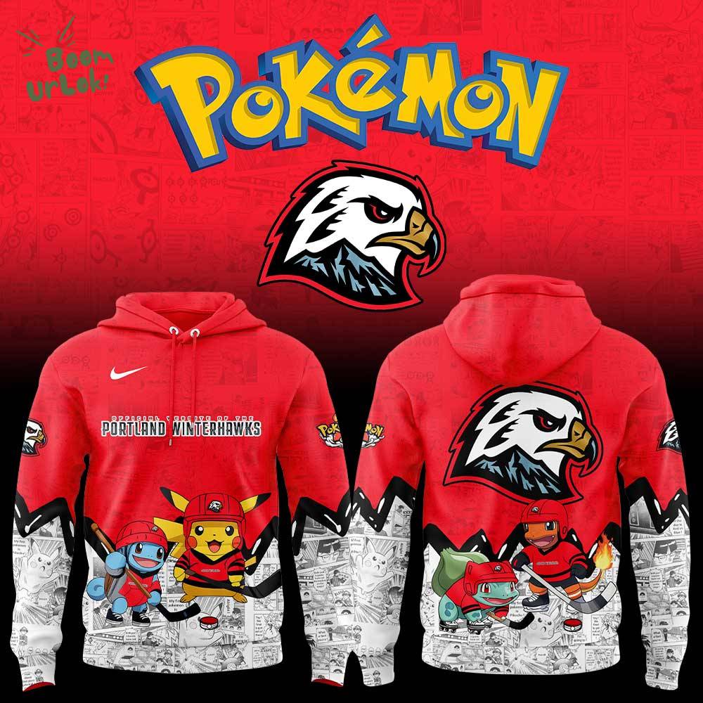 Portland Winterhawks x Pokémon New Red Hoodie Portland Winterhawks x Pokémon New Red Hoodie