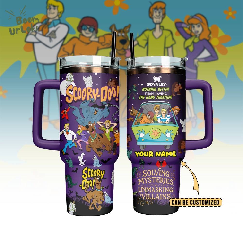 Scooby-Doo Custom Stanley Quencher 40oz Stainless Steel Tumbler With Handle Scooby-Doo Custom Stanley Quencher 40oz Stainless Steel Tumbler With Handle