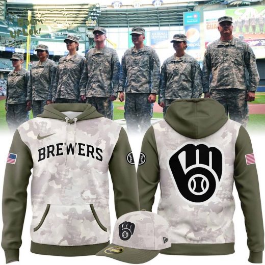 Special New Beige/Olive 2025 Armed Forces Day Milwaukee Brewers Hoodie