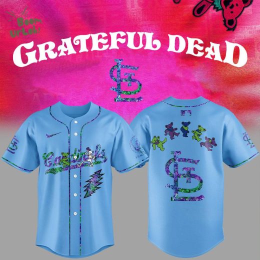 St. Louis Cardinals Grateful Dead Night Light Blue Alternate Jersey & Flat Cap Set