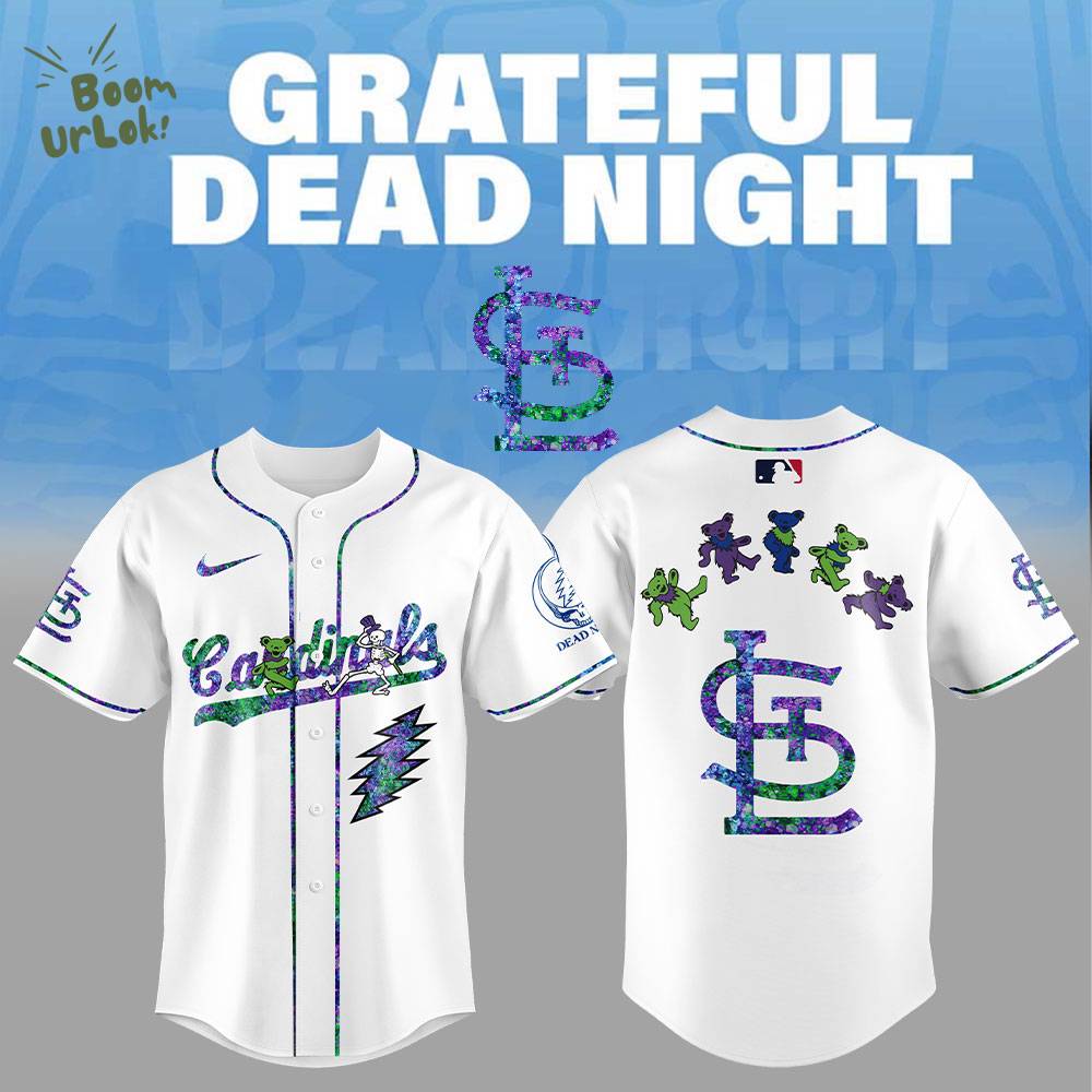 St.Louis Cardinals Grateful Dead Night Baseball Jersey Flat Cap Set St.Louis Cardinals Grateful Dead Night Baseball Jersey Flat Cap Set
