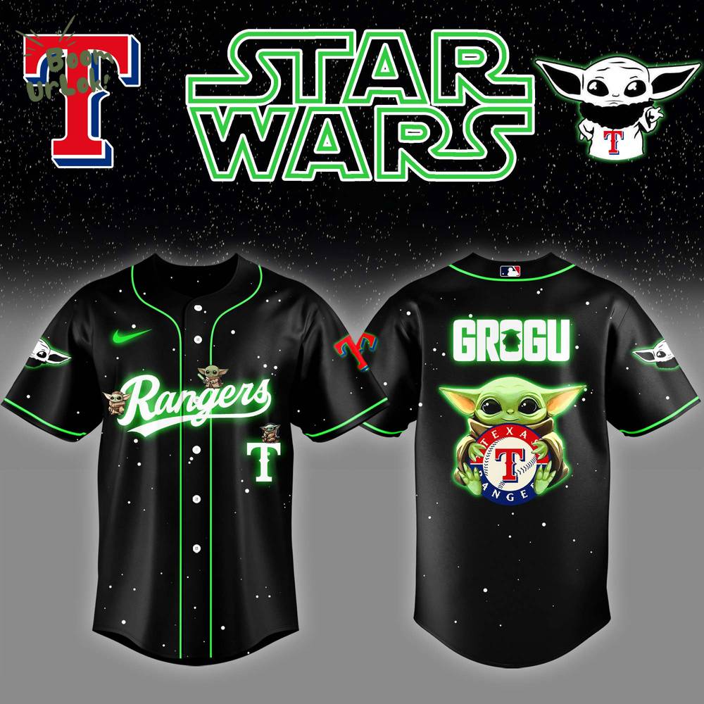 Texas Rangers x Stars Wars Grogu Night Baseball Jersey Editions Limited Texas Rangers x Stars Wars Grogu Night Baseball Jersey Editions Limited
