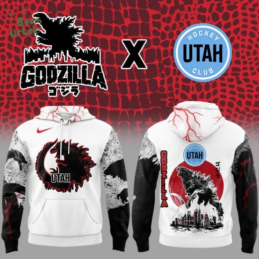 Utah Hockey x Godzilla Special Design White Hoodie 2025