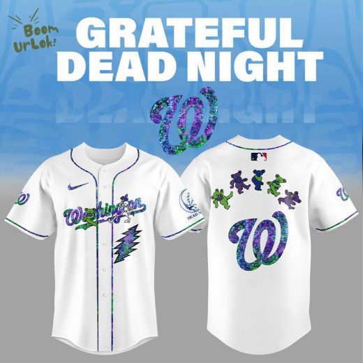 Washington Nationals Grateful Dead Night Baseball Jersey Flat Cap Set