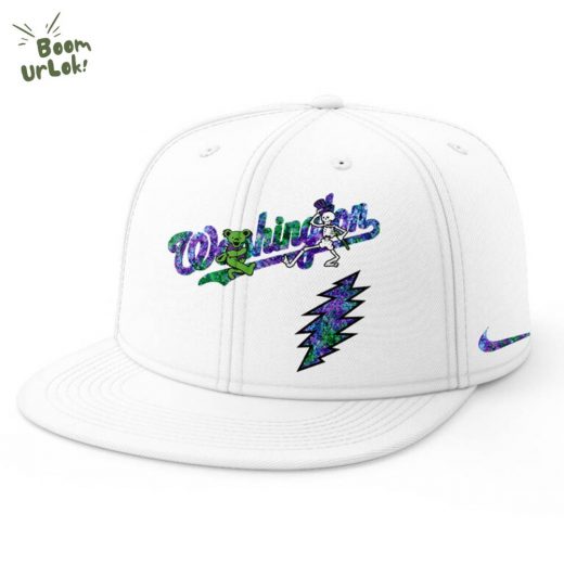 Washington Nationals Grateful Dead Night Baseball Jersey Flat Cap Set