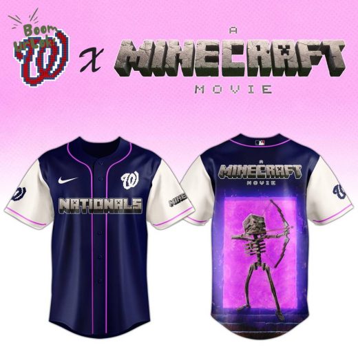 Washington Nationals MLB x SKELETON A MINECRAFT MOVIE Night Jersey Editions Limited