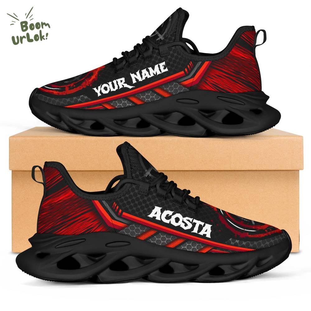 ACOSTA Custom Blade Sneakers – Red Black Personalized Athletic Running Shoes ACOSTA Custom Blade Sneakers – Red Black Personalized Athletic Running Shoes