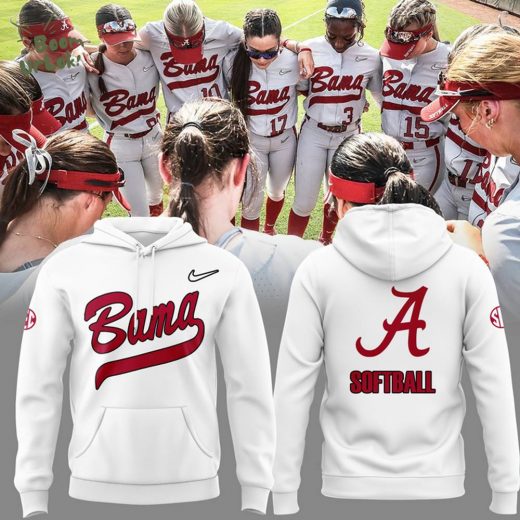 Alabama Softball White Hoodie 2025