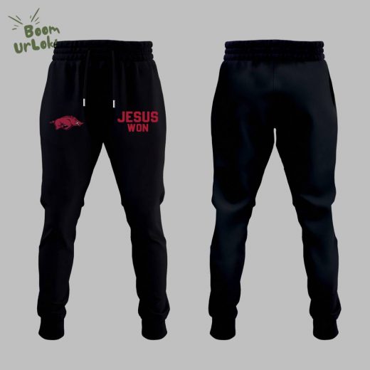 Arkansas x Jesus Won 2025 Black TShirt
