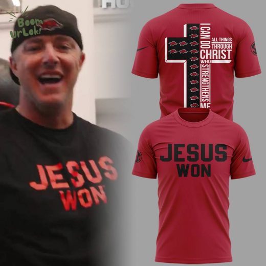 Arkansas x Jesus Won 2025 “I can do” Red TShirt