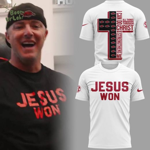 Arkansas x Jesus Won 2025 “I can do” White TShirt