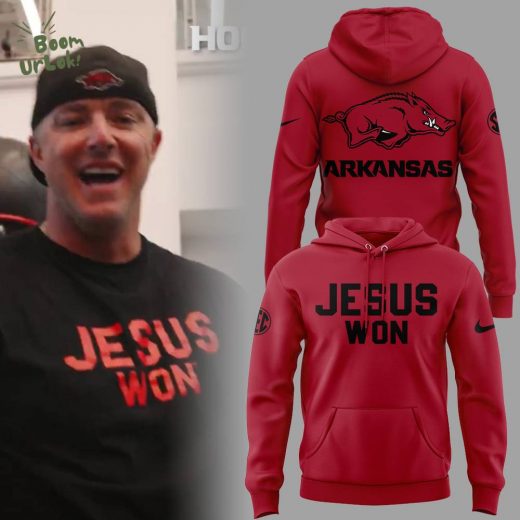 Arkansas x Jesus Won 2025 Red Hoodie Limited Edition
