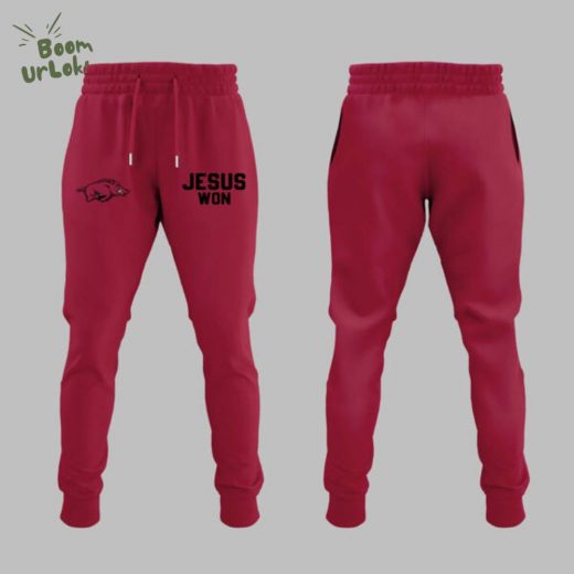 Arkansas x Jesus Won 2025 Red Hoodie Limited Edition