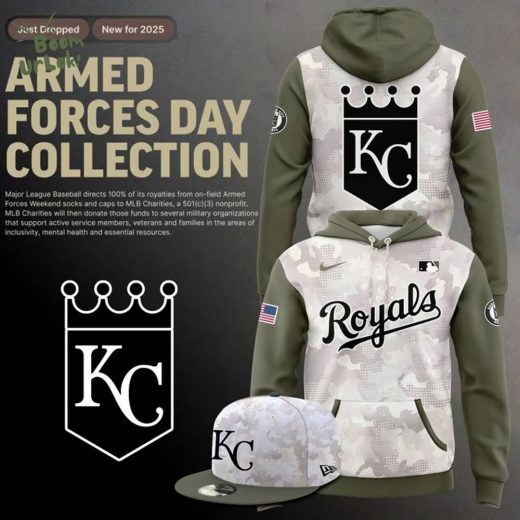 Beige/Olive 2025 Armed Forces Day Kansas City Royals Hoodie