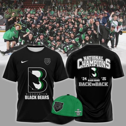 Commissioners Cup Champions Binghamton Black Bears 2025 Back To Back Black Tshirt