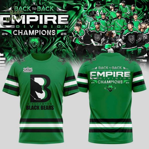 Commissioners Cup Champions Binghamton Black Bears 2025 Back To Back Green Tshirt