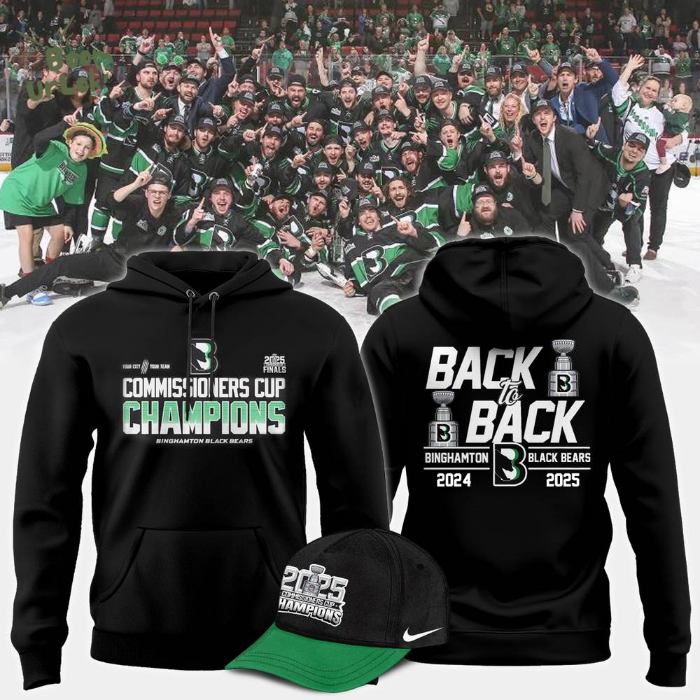 Commissioners Cup Champions Binghamton Black Bears 2025 Back To Back Hoodie Commissioners Cup Champions Binghamton Black Bears 2025 Back To Back Hoodie