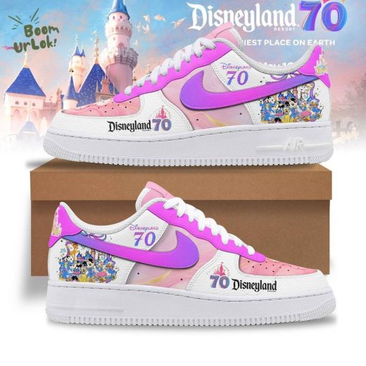 Disneyland 70th Anniversary Sneakers – Custom Pink Air Force Style Shoes with Classic Disney Characters