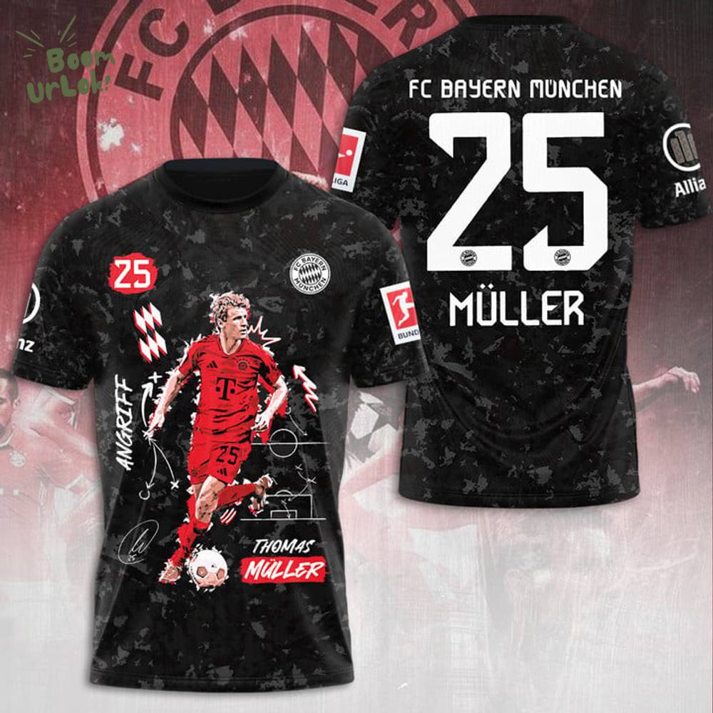 FC Bayern München Thomas Müller 3D T-Shirt Special Design 2025 FC Bayern München Thomas Müller 3D T-Shirt Special Design 2025