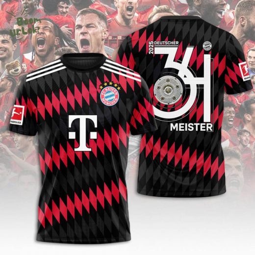 FC Bayern Munich 2025 Bundesliga Champions Shirt– 34th Deutscher Meister Shirt Black & Red Limited Edition