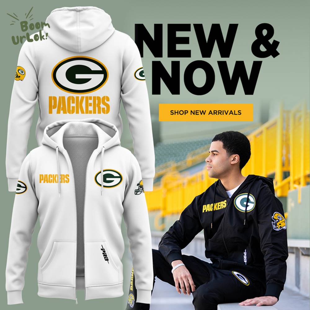 Green Bay Packers Zip White Hoodie 2025 For Fan Green Bay Packers Zip White Hoodie 2025 For Fan