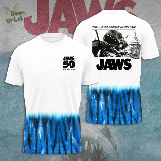 Jaws 50 Anniversary “You’ll never go into the water again” 3D Tshirt