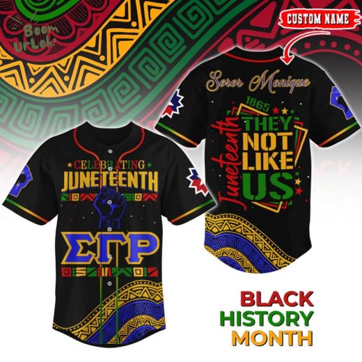 Juneteenth Baseball Jersey – Black History Month Shirt with African Pattern & ΣΓΡ Sorority Design