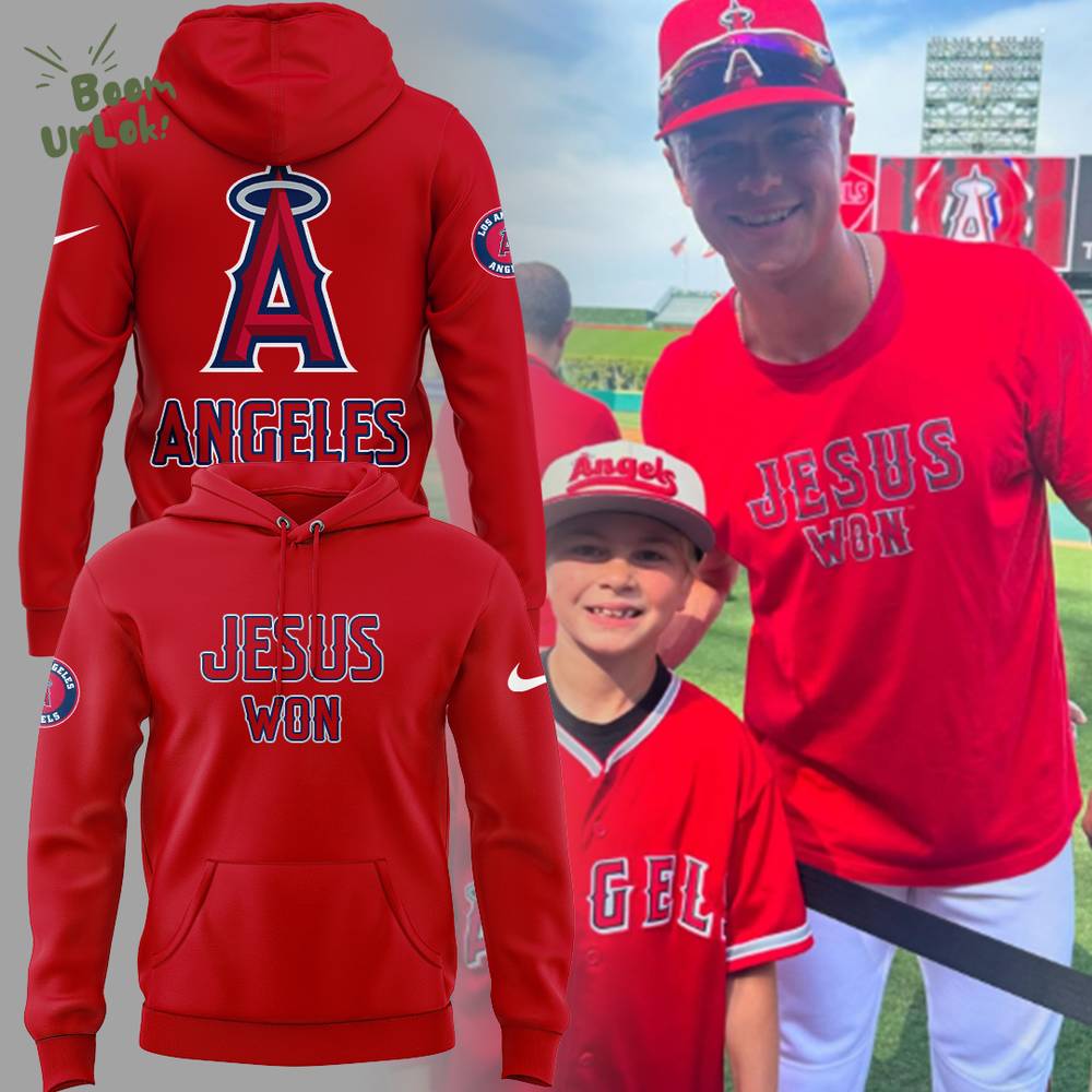 LA Angels x Jesus Won 2025 Red Hoodie LA Angels x Jesus Won 2025 Red Hoodie