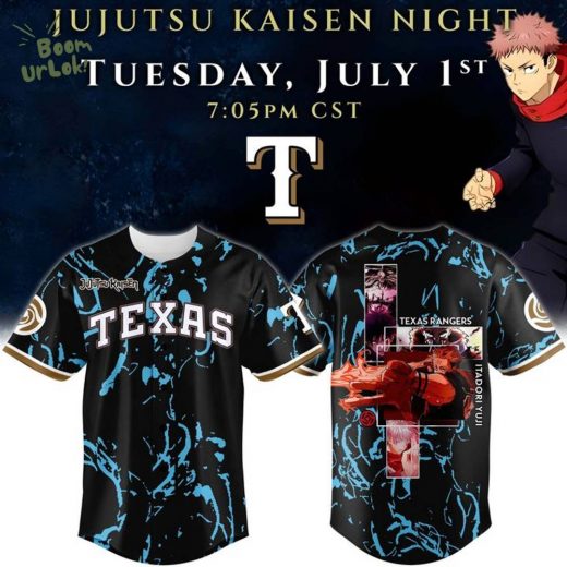 Limited Premium Edition Jujutsu Kaisen Night x Texas Rangers 2025 Graphic Jersey
