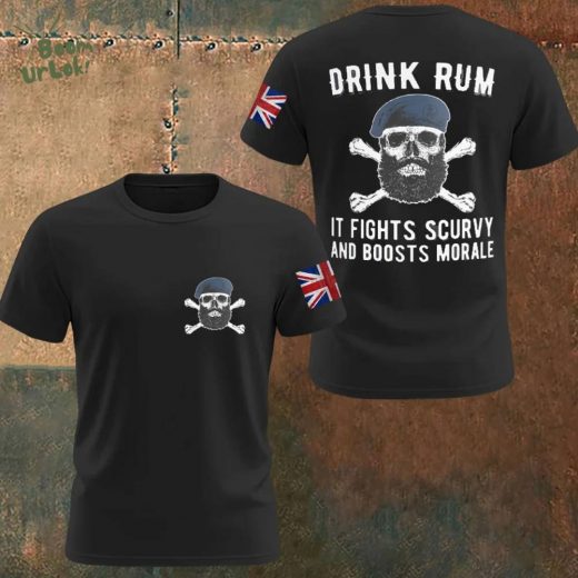 Men’s Drinking Rum Can Fight Scurvy And Improve Morale Black T-shirts